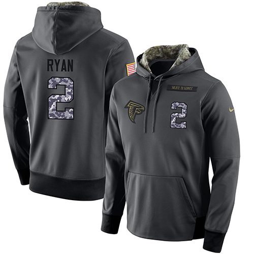 NFL Men's Nike Atlanta Falcons #2 Matt Ryan Stitched Black Anthracite Salute to Service Player Performance Hoodie - Click Image to Close
